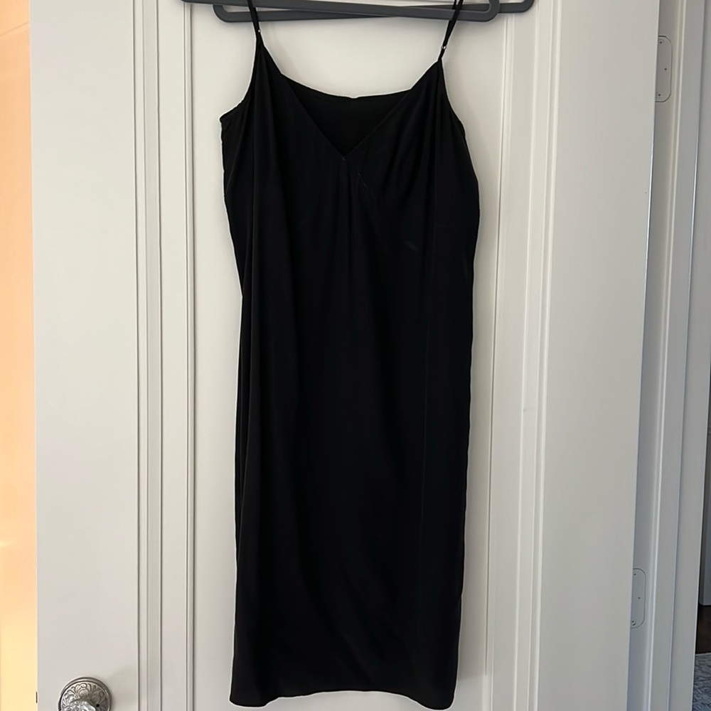 Black silk slip dress.